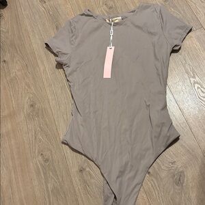 NWT Taupe Short Sleeve Compression Bodysuit